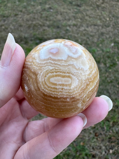 Yellow Calcite Stripe Sphere #6