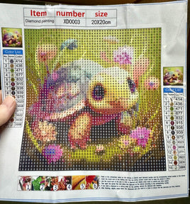 Cute Turtle with Flowers Diamond Art Kit