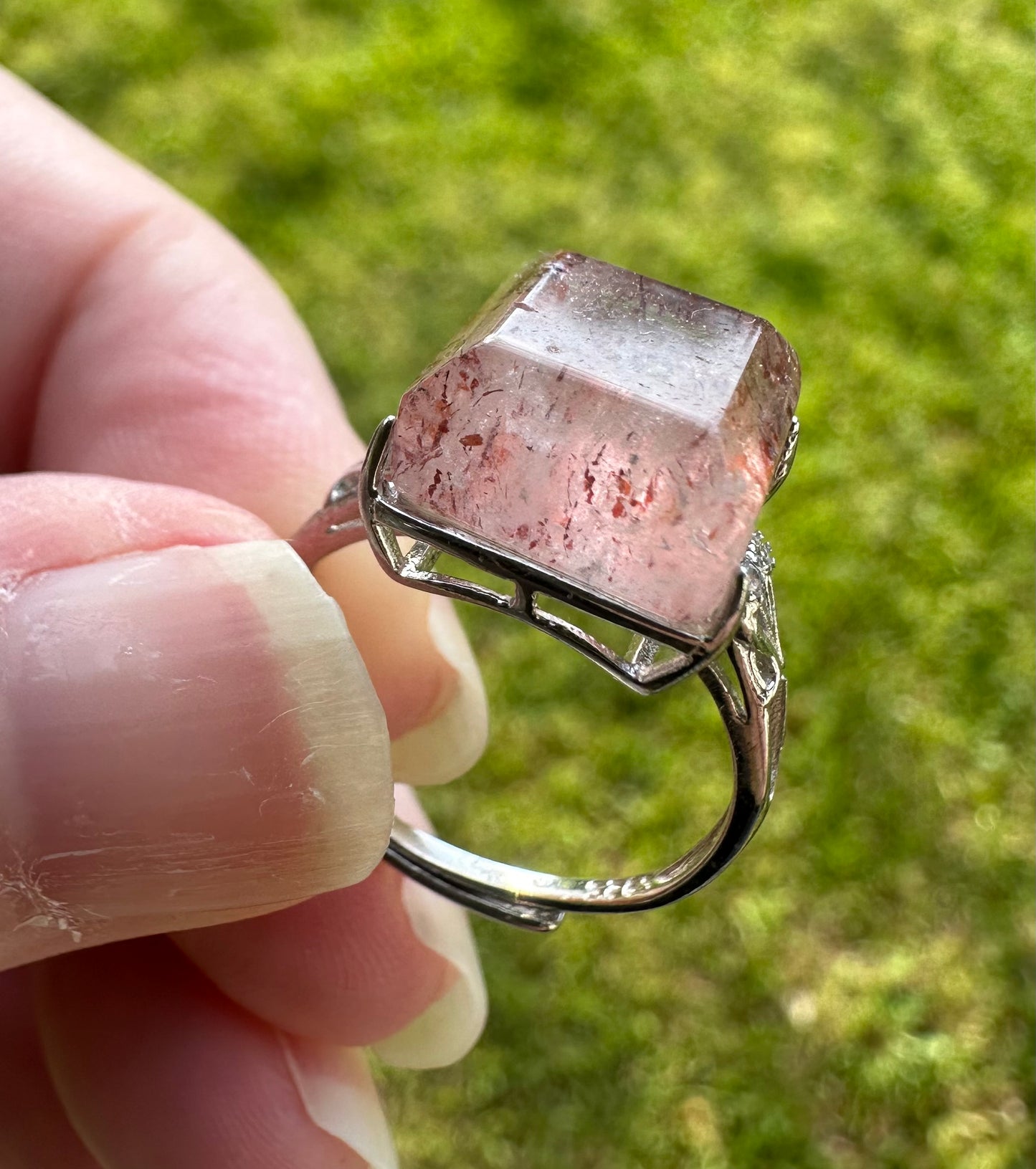 Sterling 925 Super 7 Strawberry Quartz Ring #57