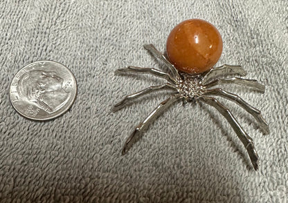 Spider with Orange Aventurine Sphere