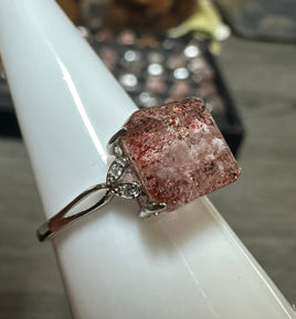 Sterling 925 Super 7 Strawberry Quartz Ring #20