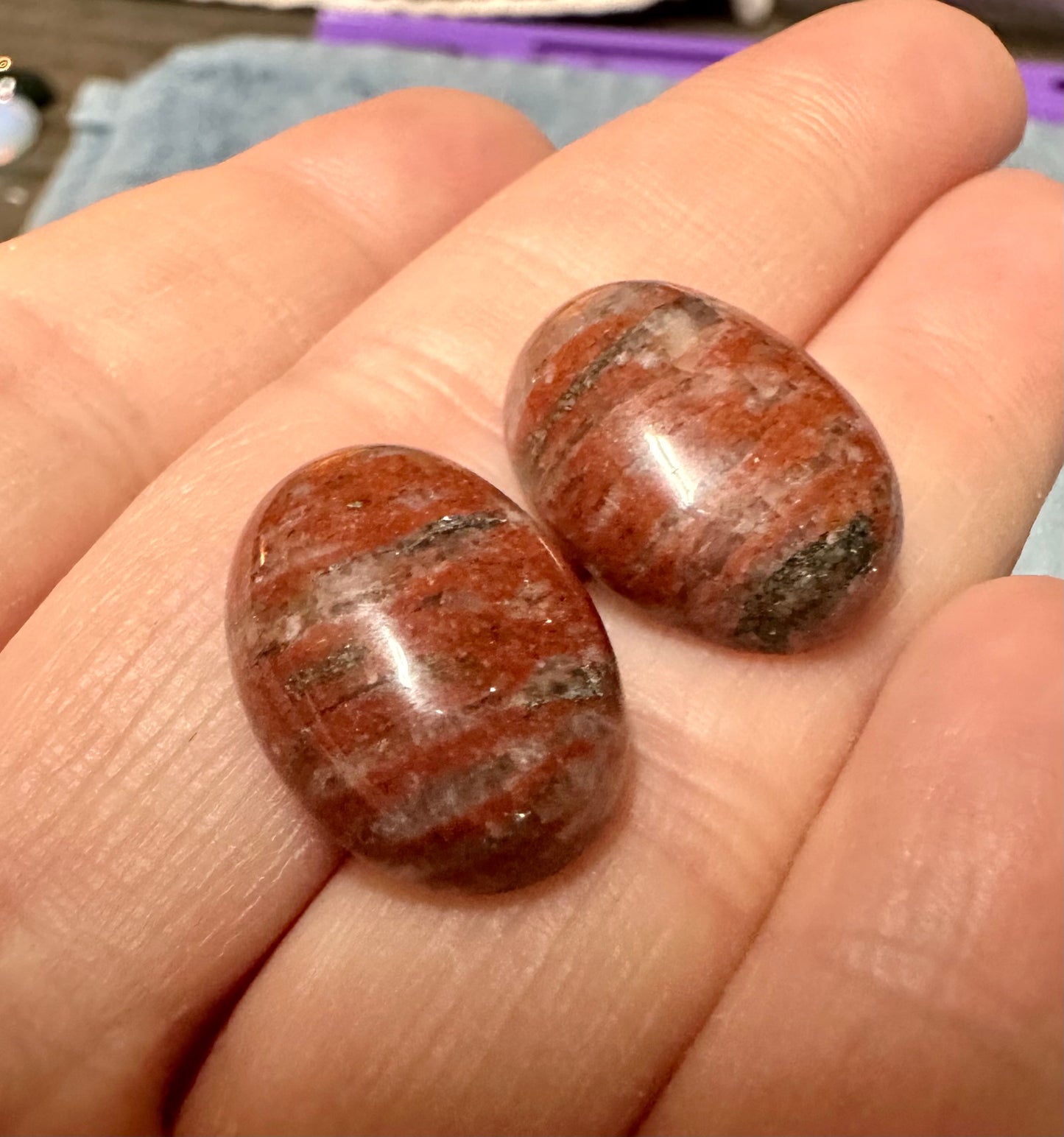 Brecciated Jasper 18x13mm Cabochon Pair