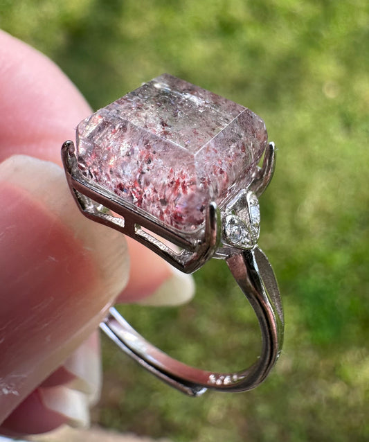 Sterling 925 Super 7 Strawberry Quartz Ring #61