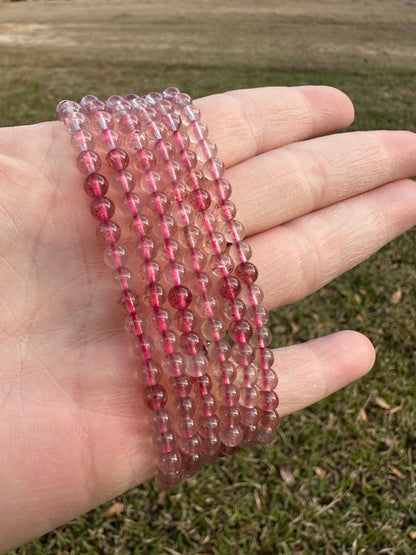 Strawberry Quartz 4mm 7.5” Stretch Bracelet