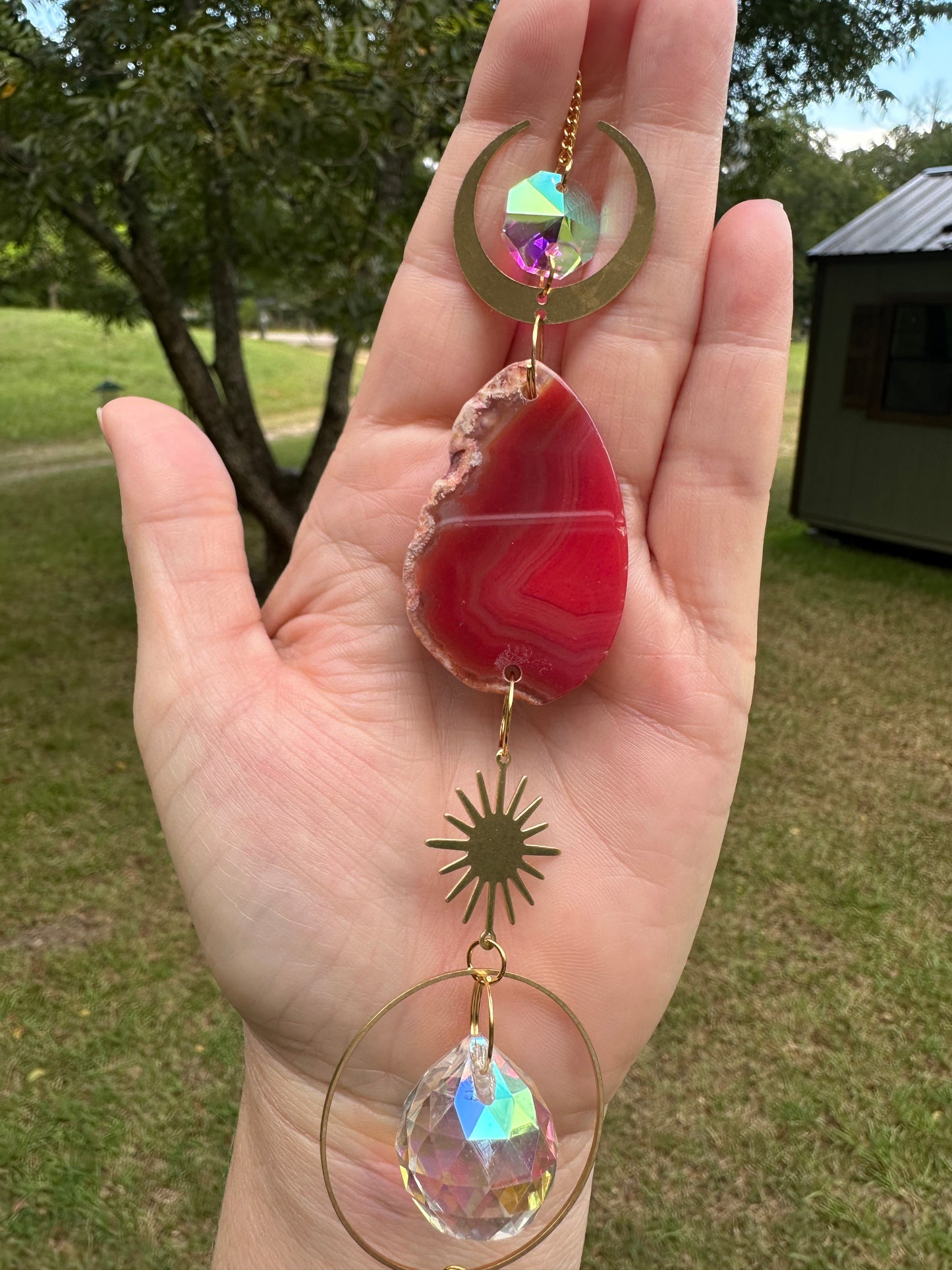 Red Agate Slice Sun Catcher