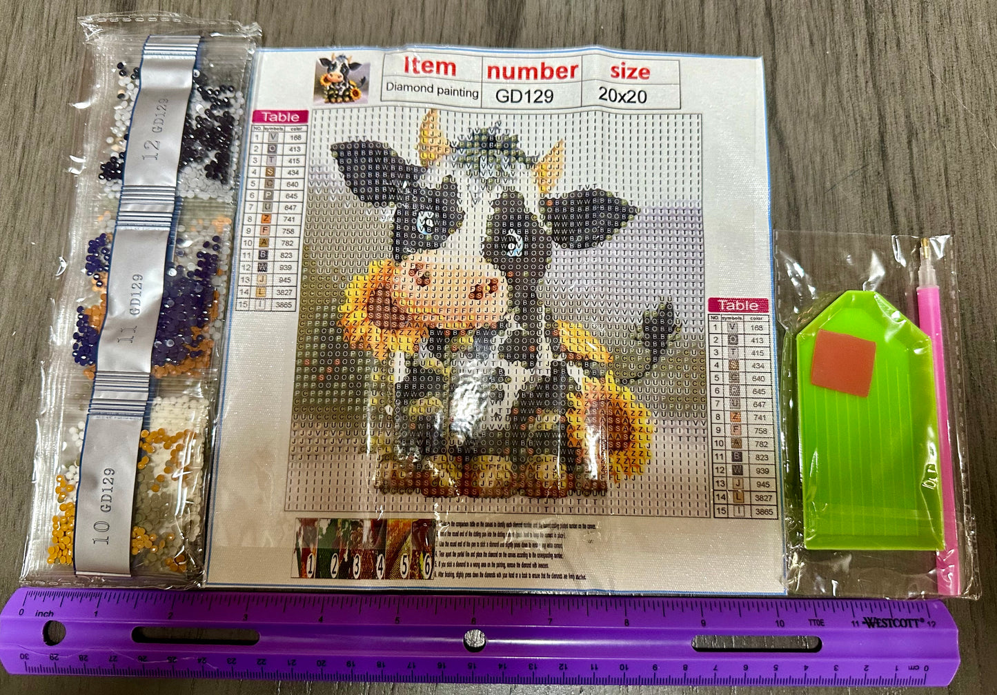 Adorable Cow with Flowers Diamond Art Kit