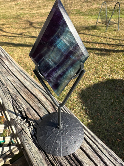 Rhombus Shaped Fluorite Carving with Stand #3