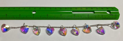 Aurora Borealis Glass Heart Pendant Strand