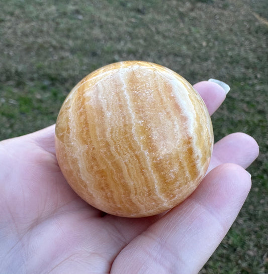 Yellow Calcite Stripe Sphere #4