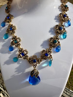 Vintage Avon Blue Briolette Rhinestone Drop Necklace