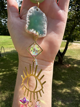 Green Agate Slice Sun Catcher