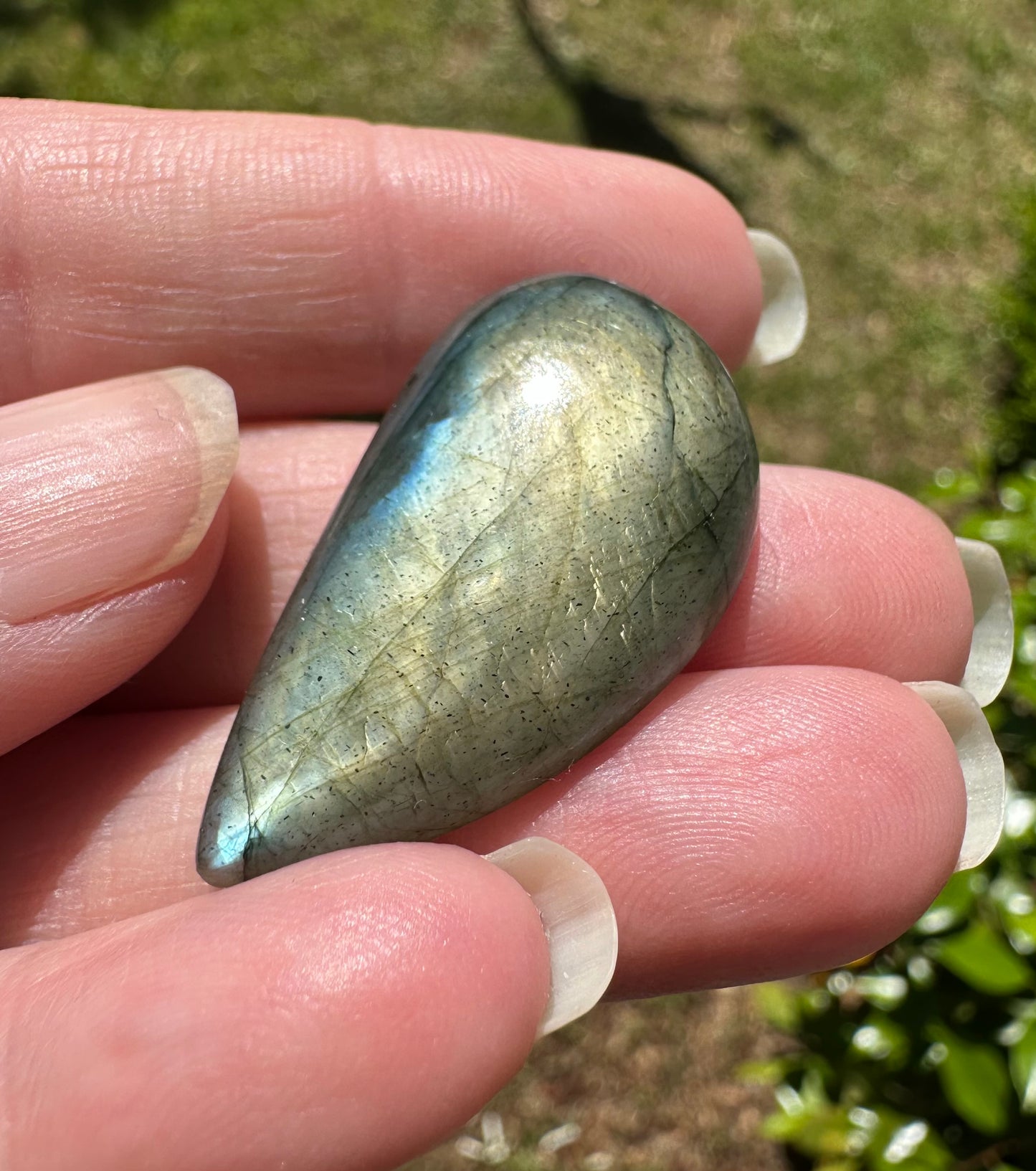 Freeform Pearshape Labradorite Cabochon 63a