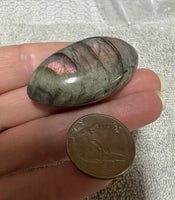 Pinkish Orange Labradorite Palmstone #13