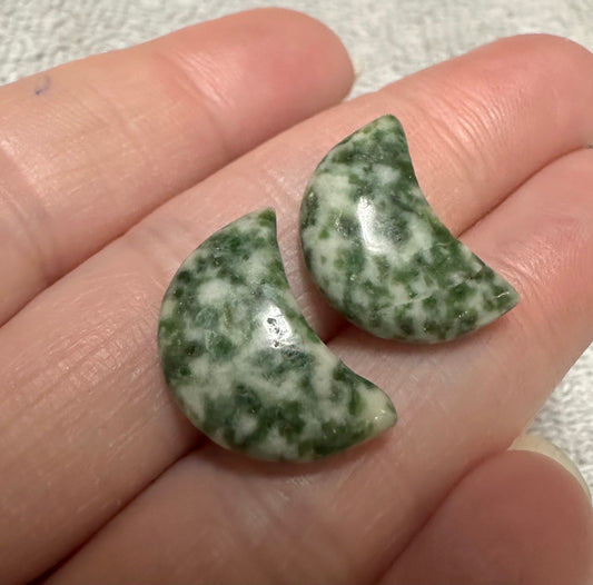 Tree Agate Moon Pair