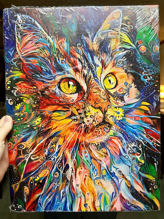 Psychedelic Cat Framed Canvas Print