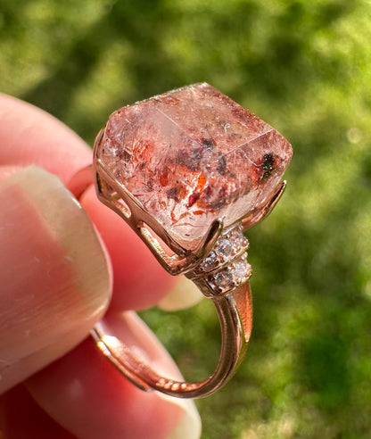 Sterling 925 Super 7 Strawberry Quartz Ring #67