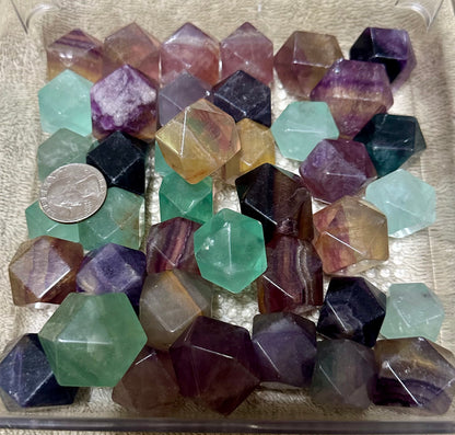 Rainbow Fluorite Tetradecahedron Shaped Tumbles