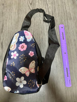 Nylon Butterfly Print Backpack Crossbody Bag