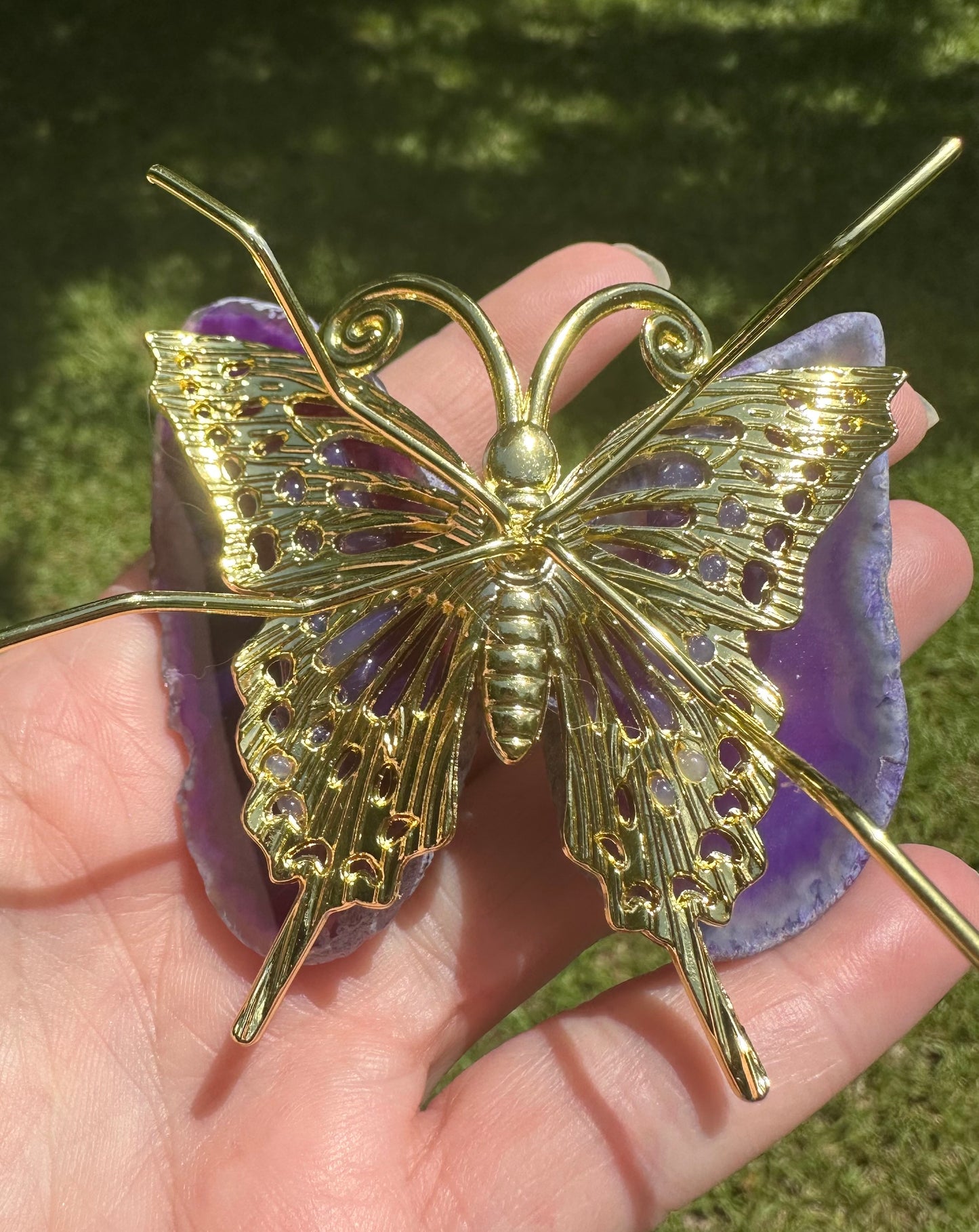 Butterfly with Purple Agate Slices