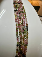 Natural 3mm Faceted Rainbow Tourmaline Necklace