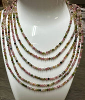 Natural 3mm Faceted Rainbow Tourmaline Necklace