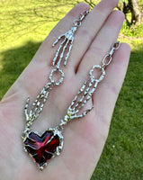 Gothic Heart and Hand Necklace