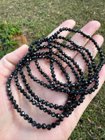 Black Spinel 4mm Faceted 7.5” Stretch Bracelet