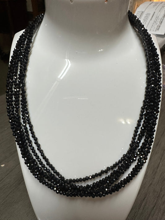 Natural 3mm Faceted Black Spinel Necklace