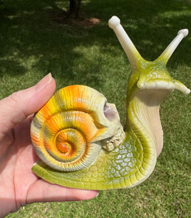 Green & Yellow Orange Snail with Skull