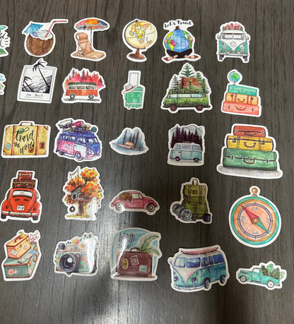 Retro Travel Stickers Set of 52