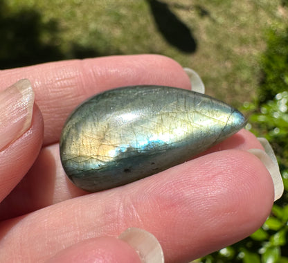 Freeform Pearshape Labradorite Cabochon 63a