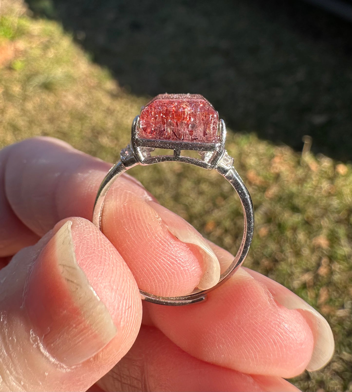 Sterling 925 Super 7 Strawberry Quartz Ring #28