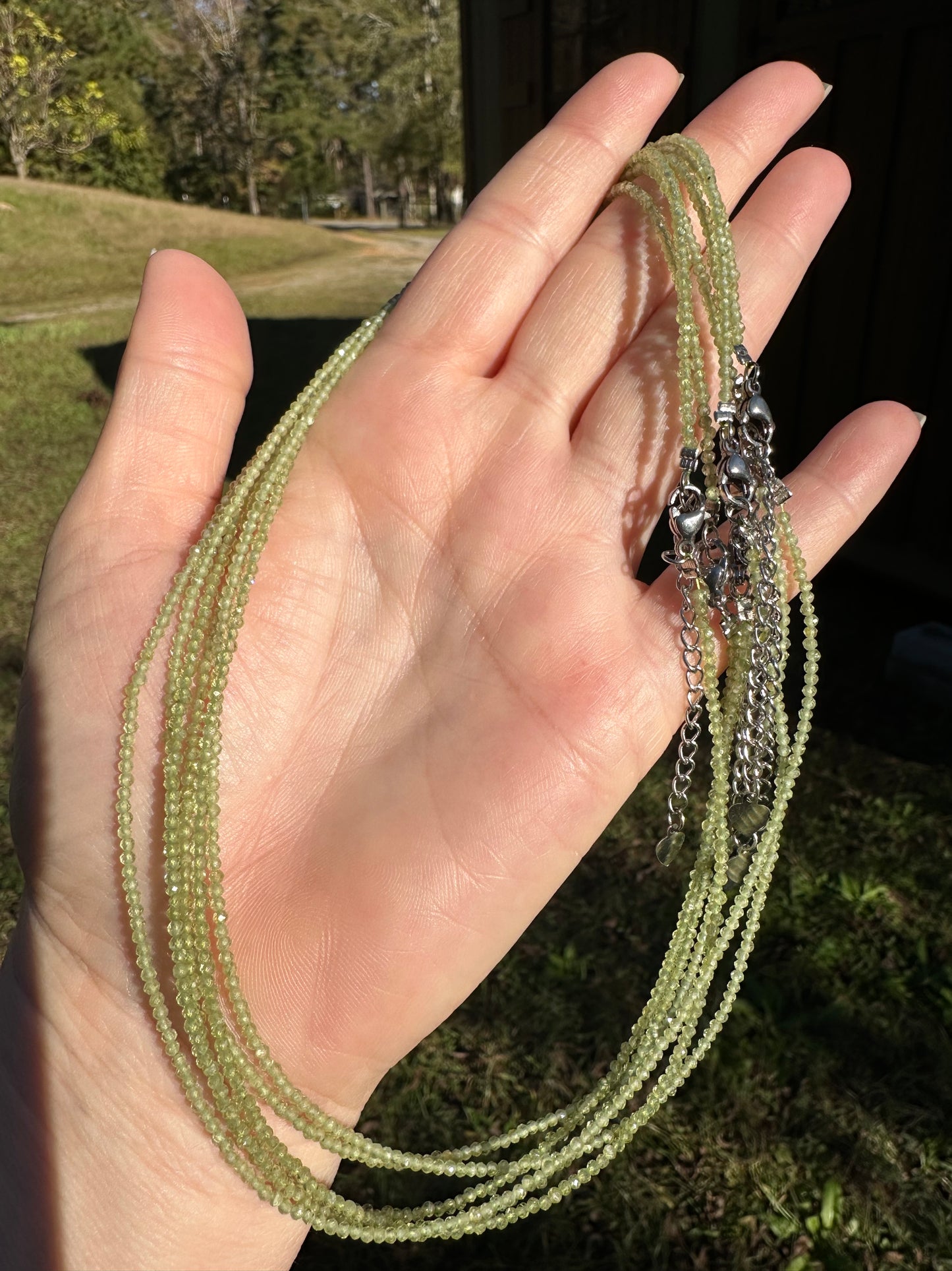 Natural 2mm Peridot Necklaces