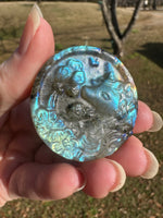 Carved Unicorn & Flowers Labradorite with Case