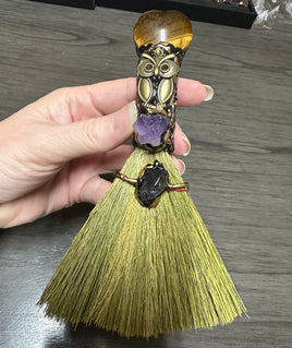 Tiger Eye & Amethyst with Owl Decorative Broom