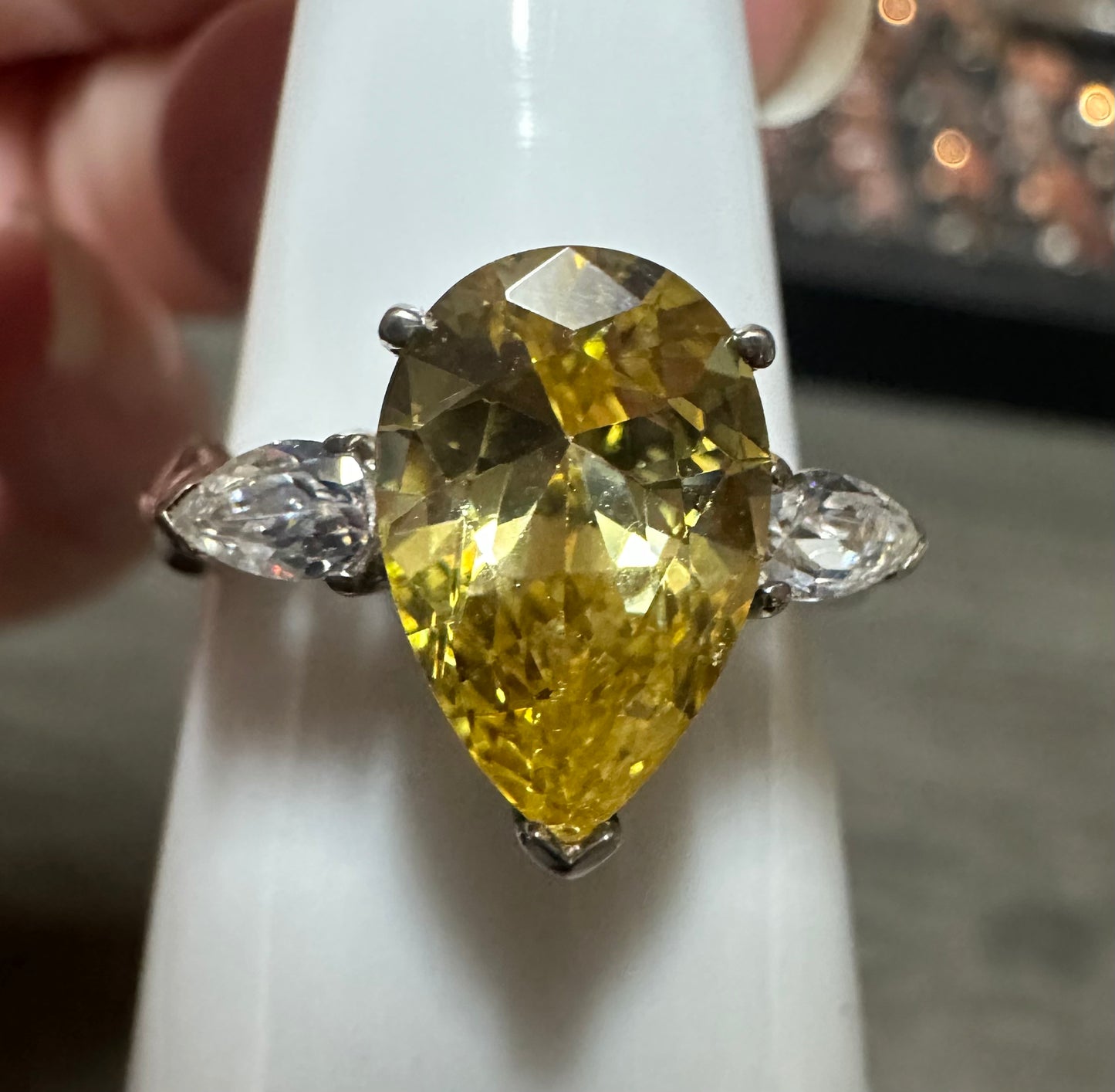 Sterling Silver Canary Yellow Cz Ring Cz Size 8 #7