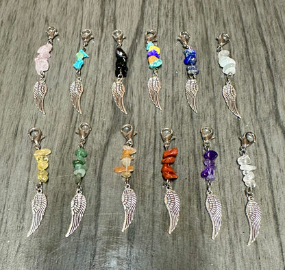 Pack of 12 Gemstone & Feather Pendants with Lobster Claw Clasp