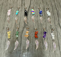 Pack of 12 Gemstone & Feather Pendants with Lobster Claw Clasp