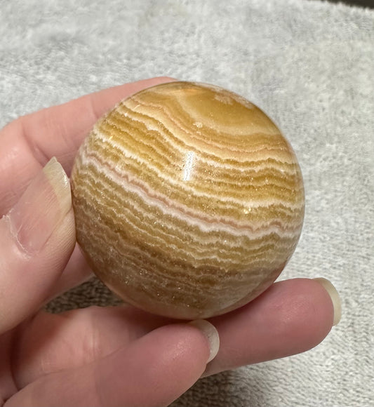 Yellow Calcite Stripe Sphere #2