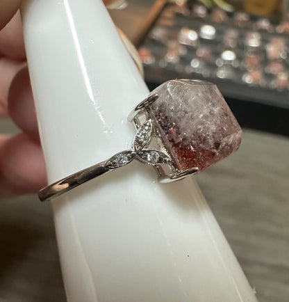 Sterling 925 Super 7 Strawberry Quartz Ring #19