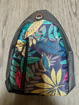 Nylon Leaf Print Backpack Crossbody Bag