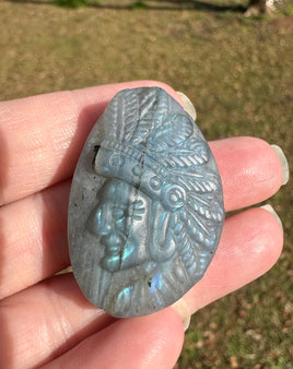 Carved Native American Labradorite with Case