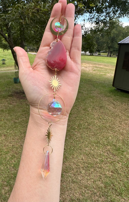 Red Agate Slice Sun Catcher