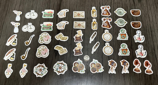 Vintage Past Stickers Set of 46