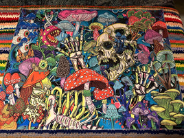 Blacklight Skeleton, Mushroom & Eyes Tapestry