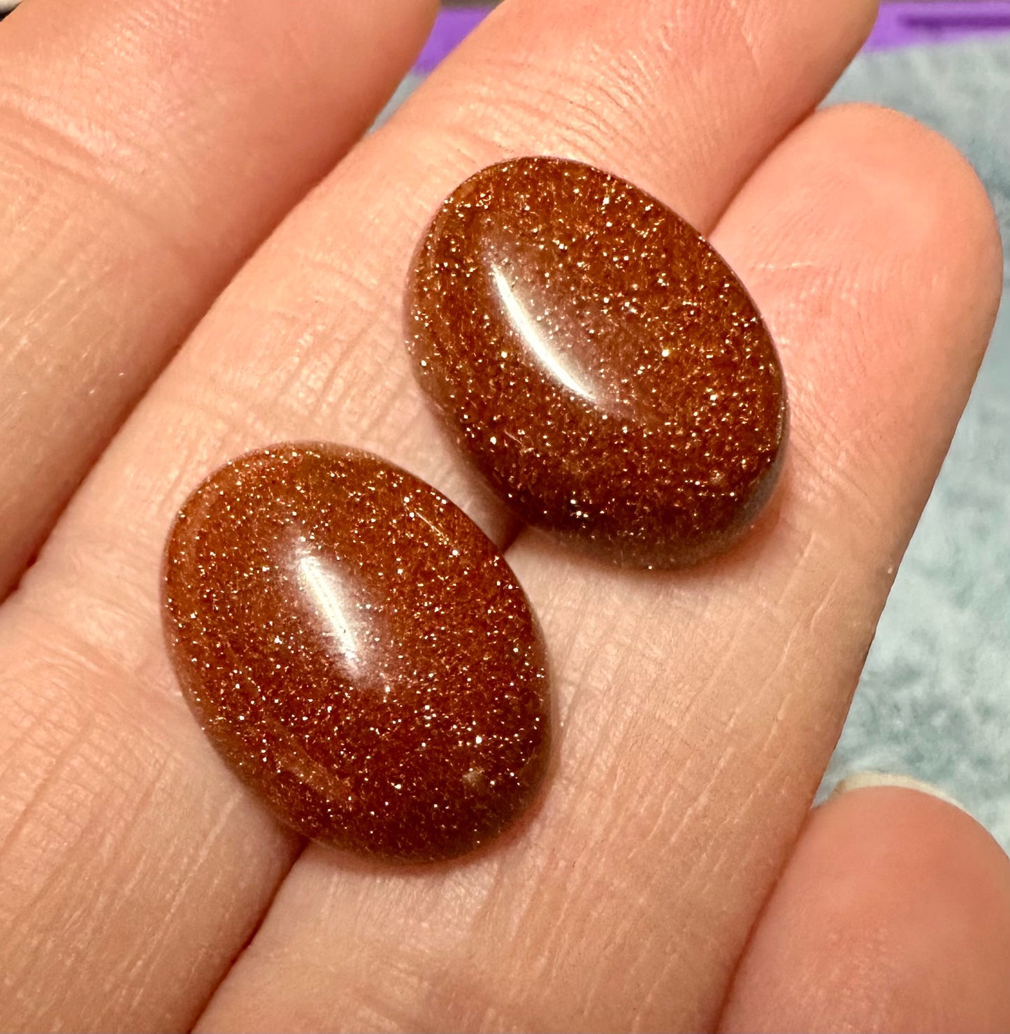 Goldstone 18x13mm Cabochon Pair