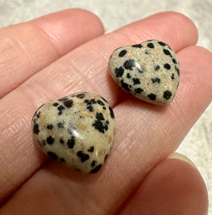 Dalmation Jasper Puffy Heart Pair