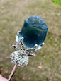 Fluorite Rose Silvertone Metal Hairpin/Scepter #9