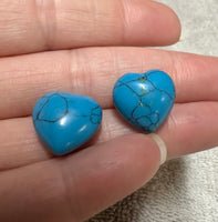 Blue Howlite Imitation Heart Pair