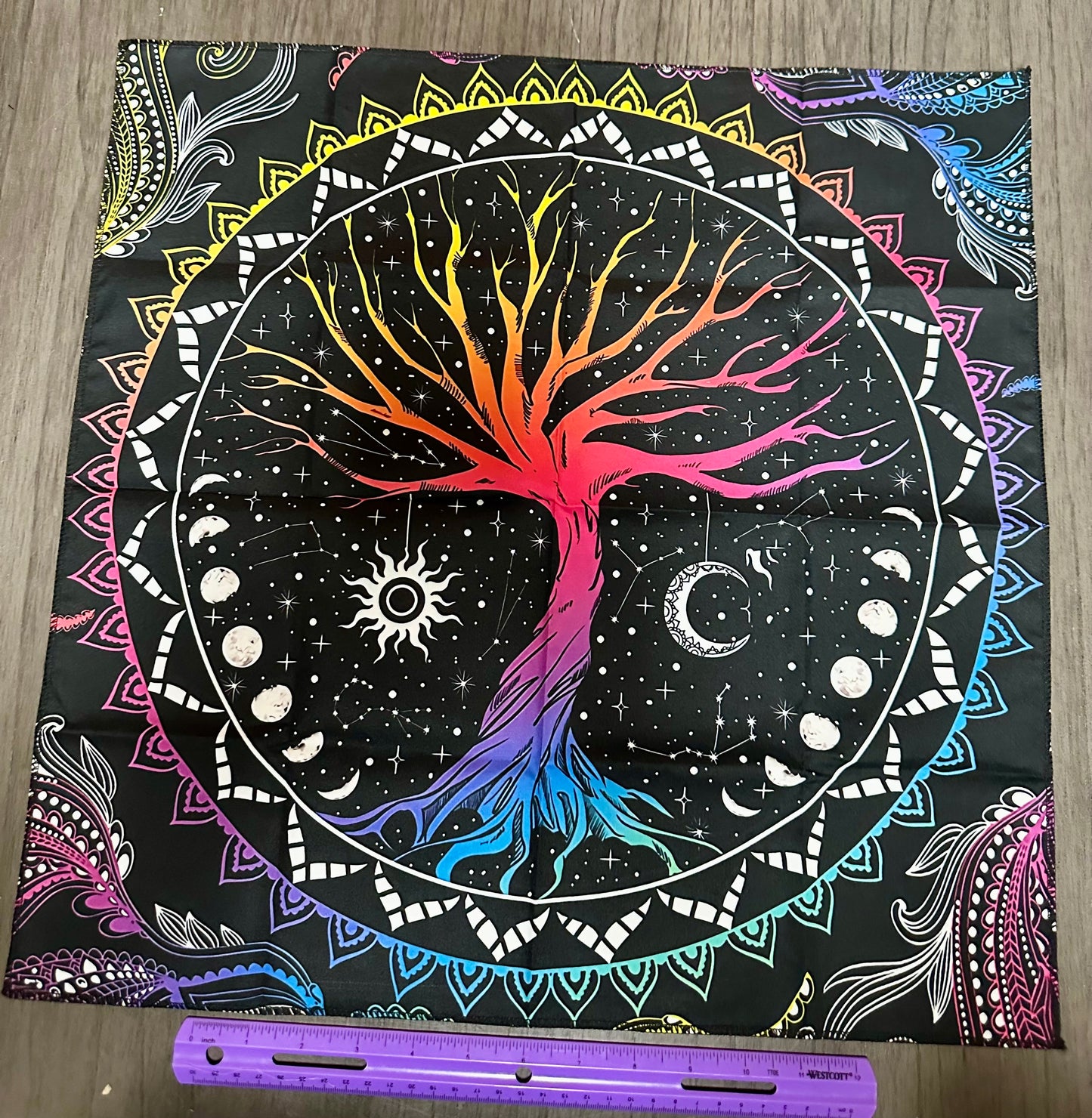 Tree of Life Moon and Sun Altar/Tarot Tapestry Cloth